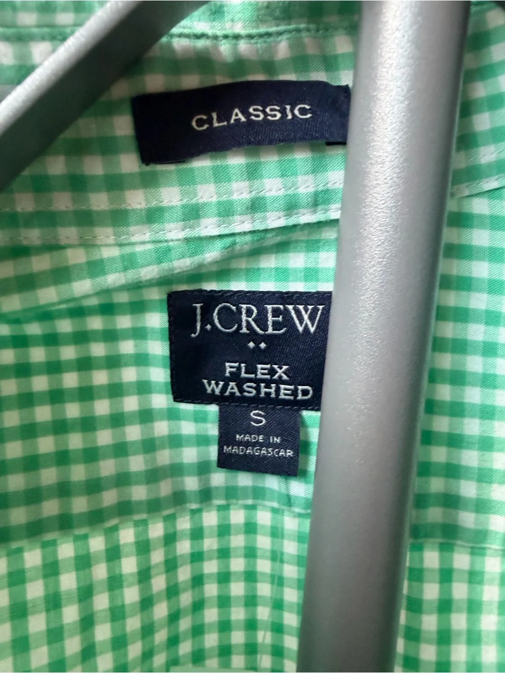 J. Crew Men's Mint Green Gingham Button-Down Shirt